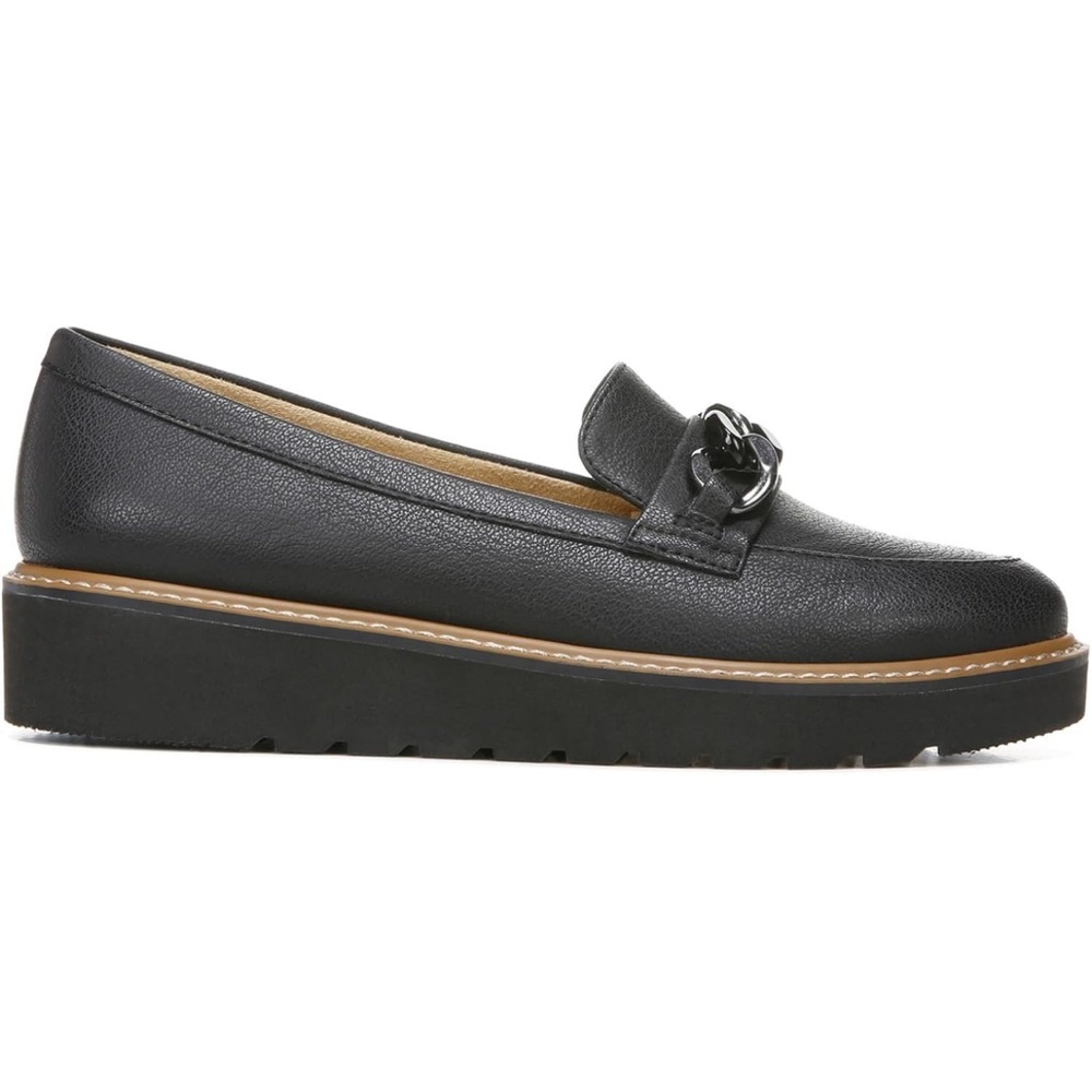 Naturalizer Emmal Silver Black Chain Platform Penny Loafer 12 Comfort Business - Picture 11 of 11